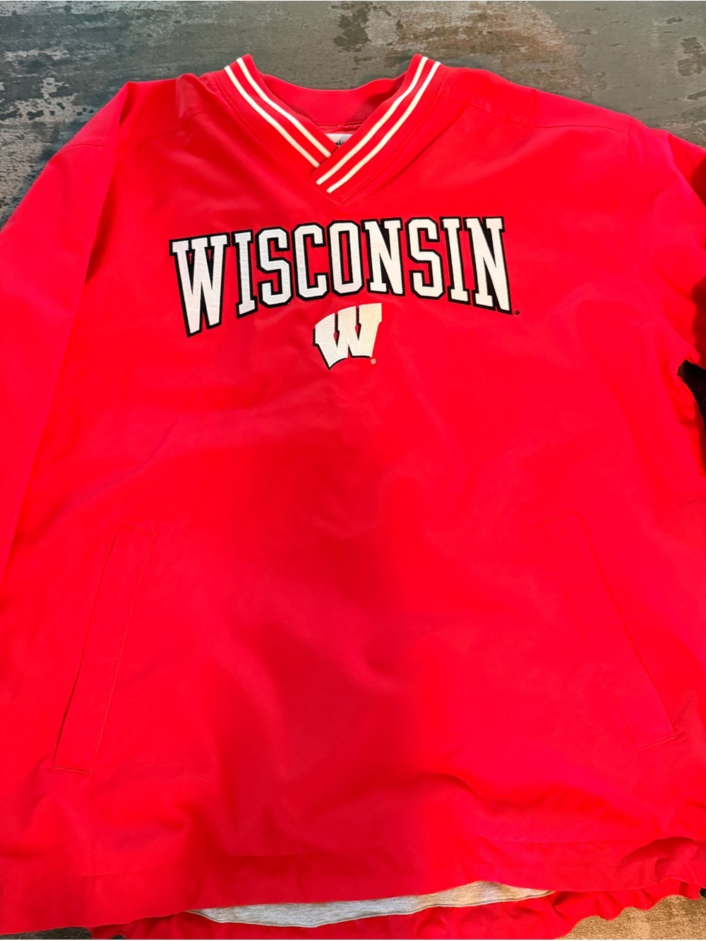 Champion Red Wisconsin Windbreaker Pullover
